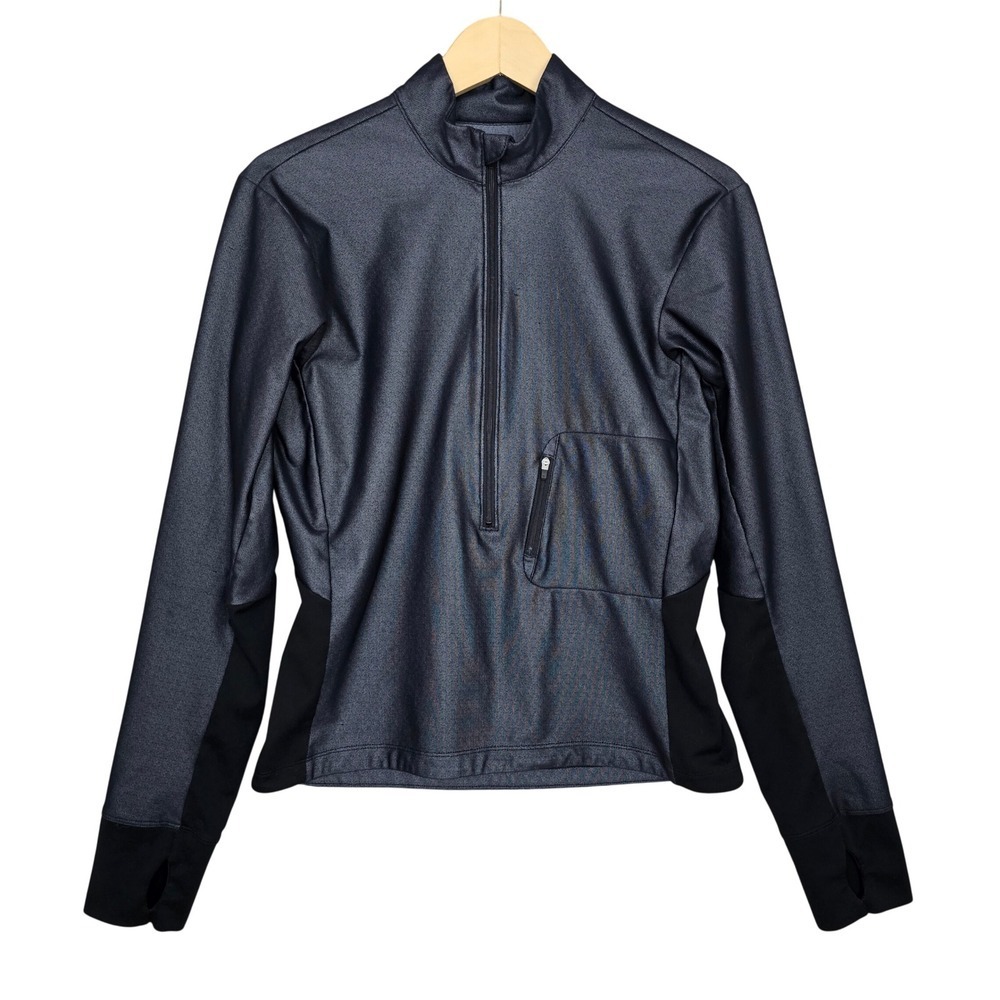 MEC Women's Technical Half Zip Fitted Windbreaker Pullover Thumbholes Black L